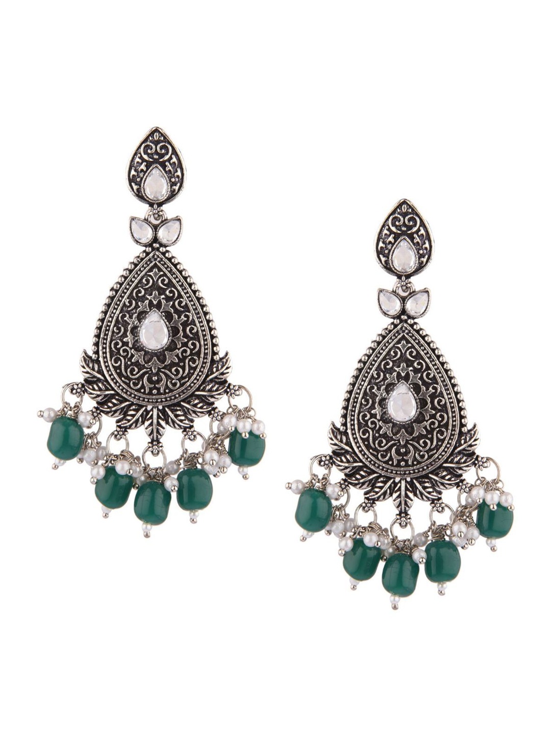 

Efulgenz Green Floral Drop Earrings