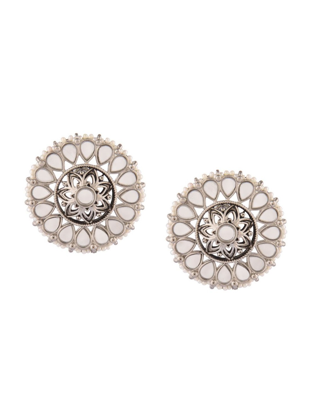 

Efulgenz Silver-Toned Classic Studs Rhodium-Plated Earrings