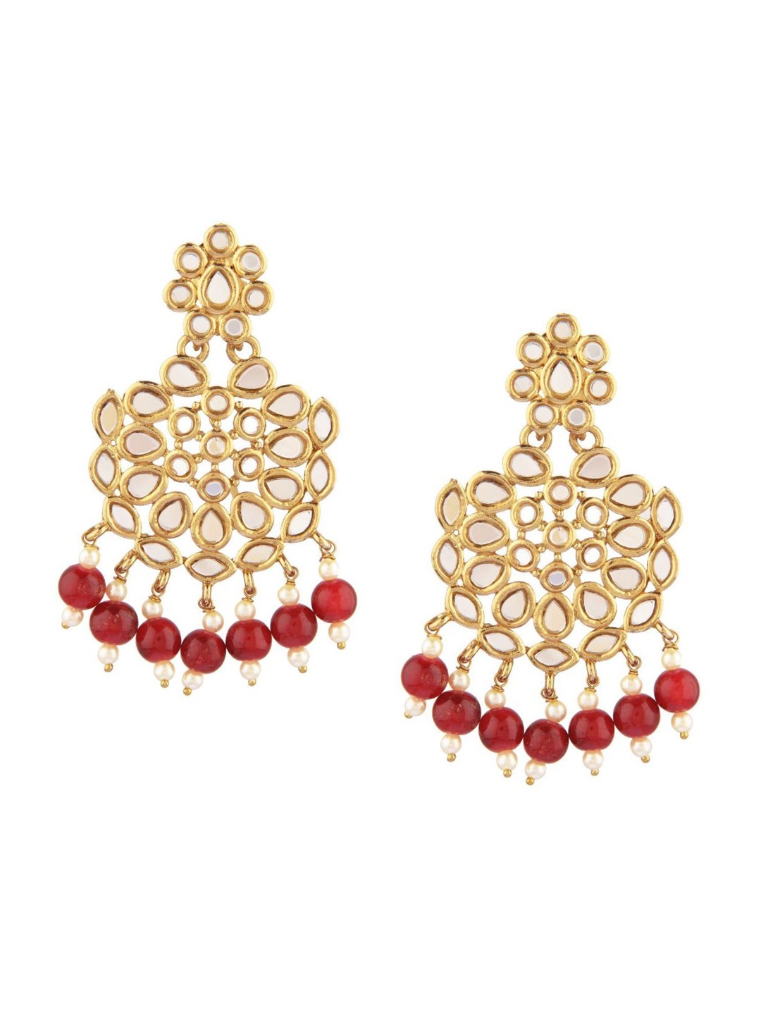 

Efulgenz Maroon Gold-Plated Oval Drop Earrings