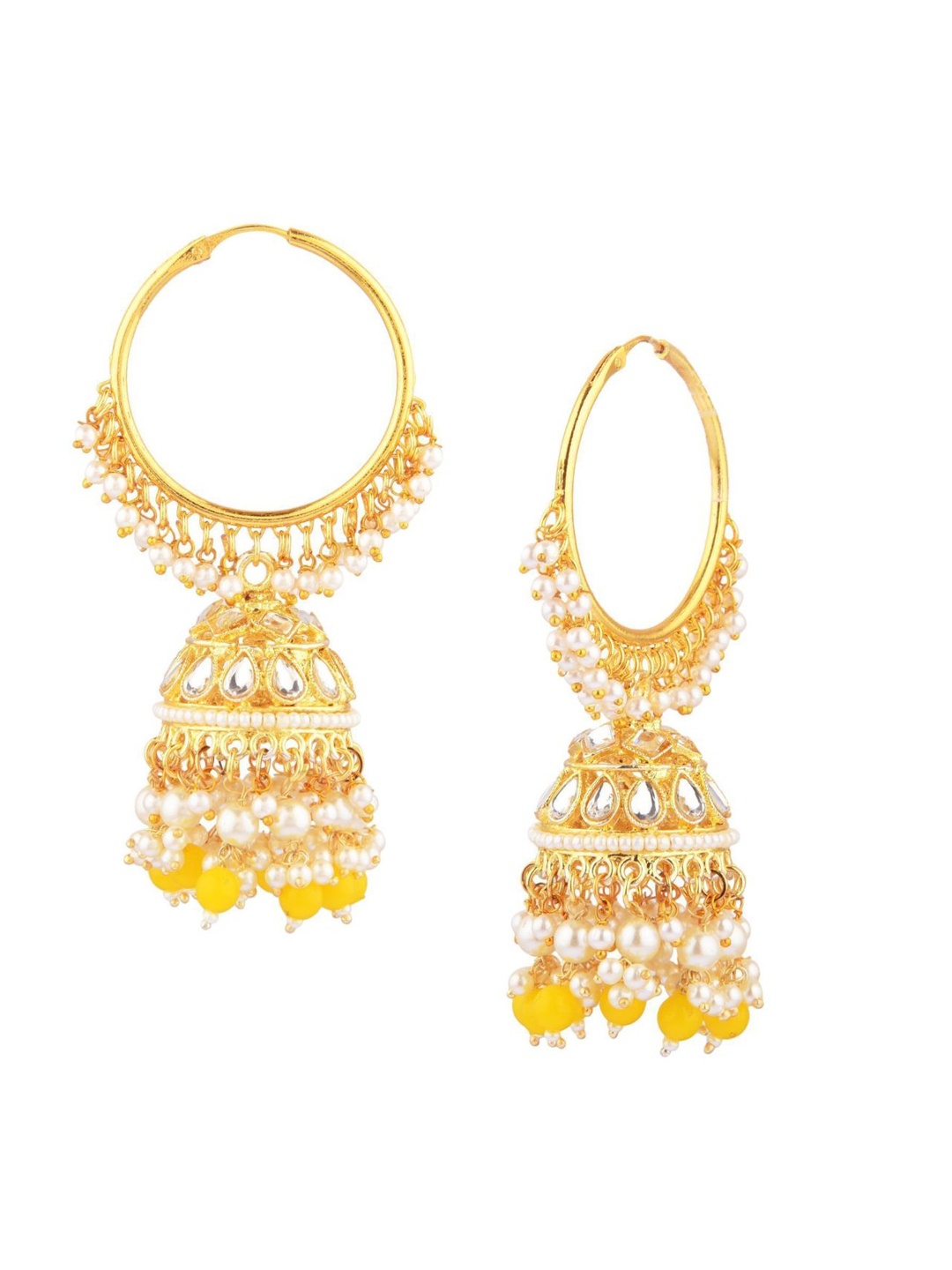 

Efulgenz Yellow Classic Jhumkas Earrings