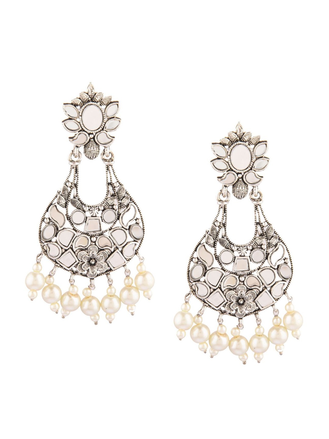 

Efulgenz White Oval Drop Earrings