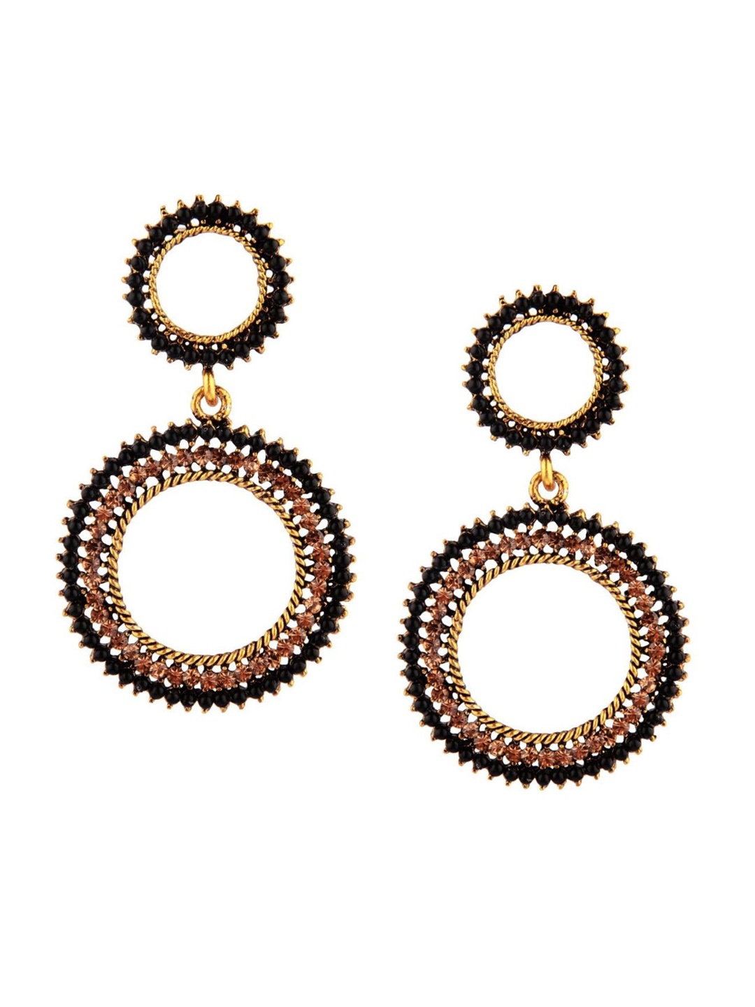 

Efulgenz Black Circular Jhumkas Earrings