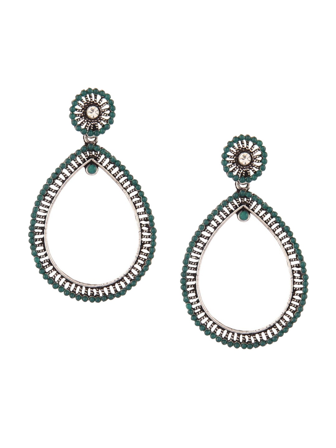 

Efulgenz Women Green Teardrop Shaped Drop Earrings