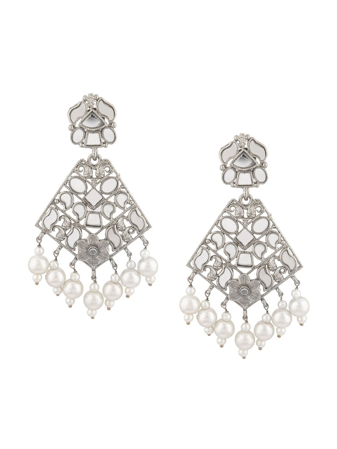 

Efulgenz Women White Triangular Drop Earrings