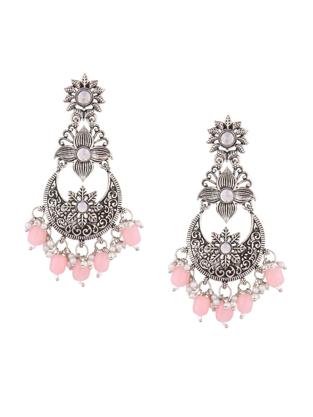 

Efulgenz Women Pink Floral Chandbalis Earrings