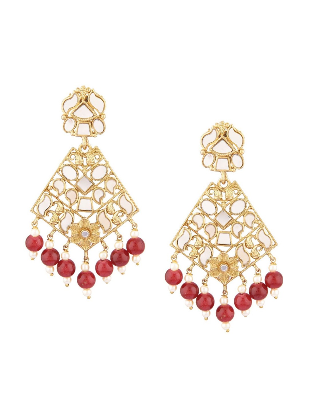 

Efulgenz White Oval Drop Earrings