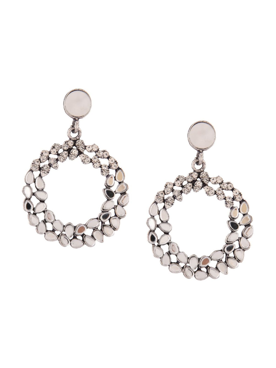 

Efulgenz Silver-Plated Floral Drop Earrings
