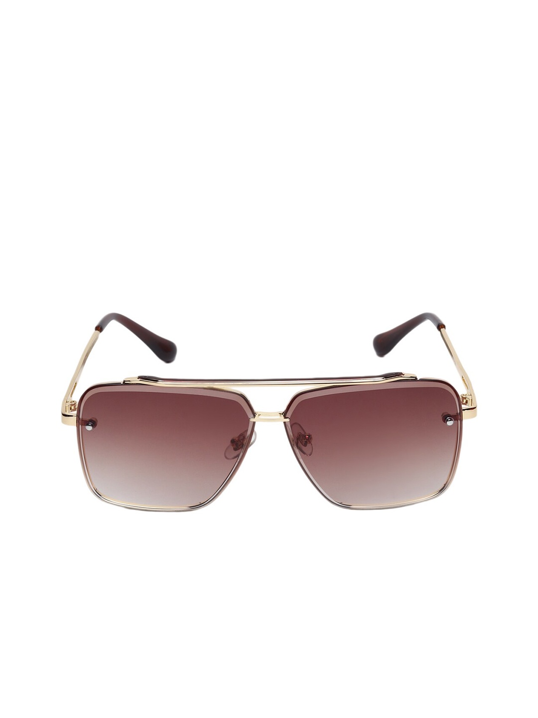 

GARTH Unisex Brown Lens & Gold-Toned Square Sunglasses with UV Protected Lens