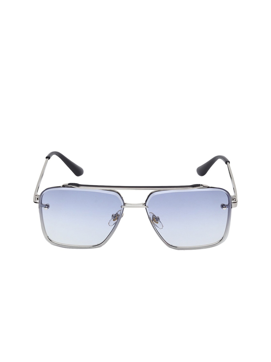 

GARTH Unisex Blue Lens & Silver-Toned Square Sunglasses with UV Protected Lens