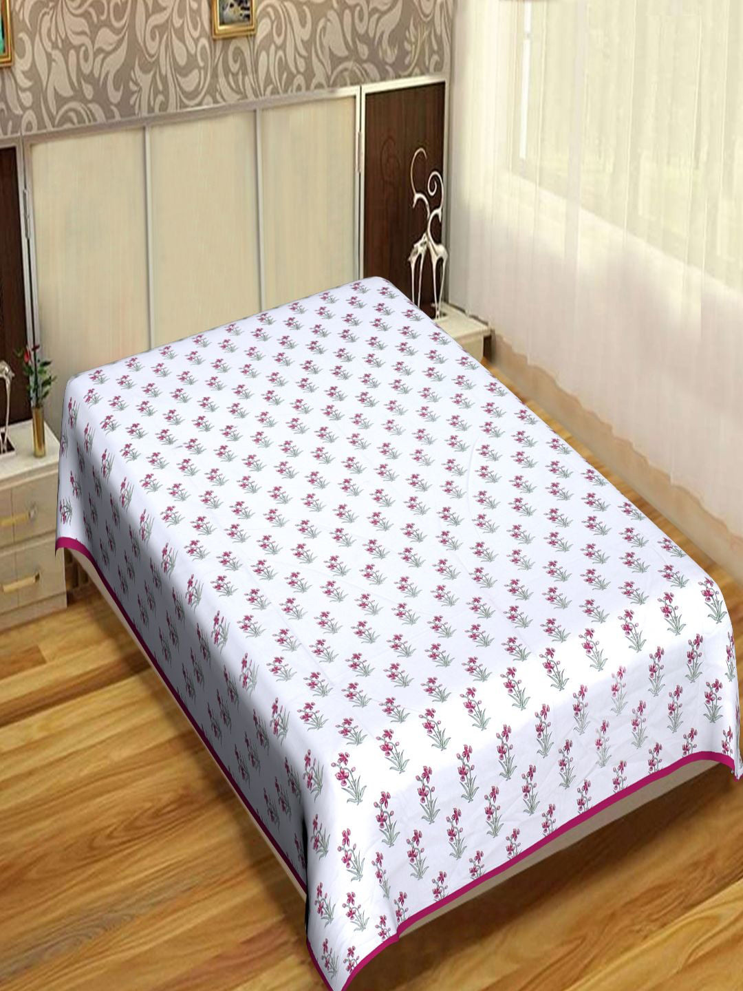 

INDHOME LIFE Unisex Pink Single Bedsheets