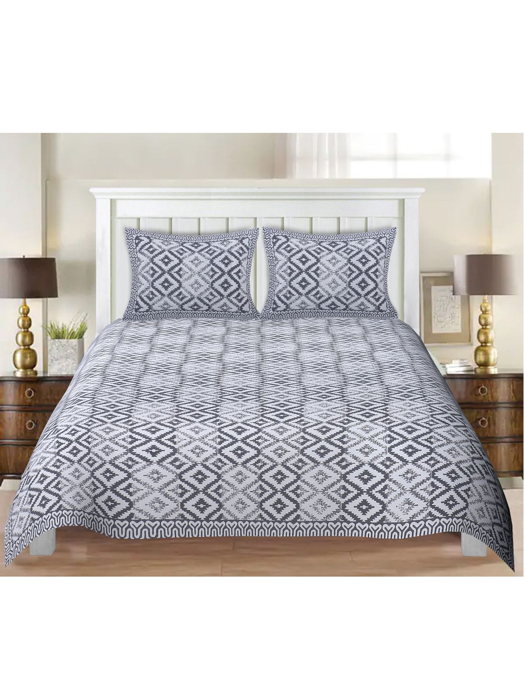 

INDHOME LIFE Adults Unisex Dark Grey 220 TC King Size Bedsheet & 2 Pillow Covers