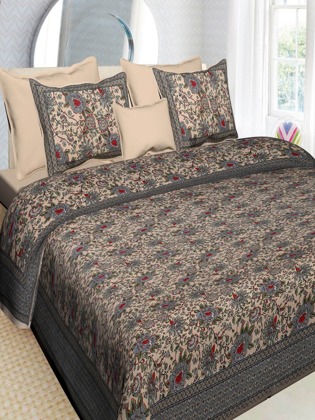 

INDHOME LIFE Unisex Multi Bedsheets, Beige