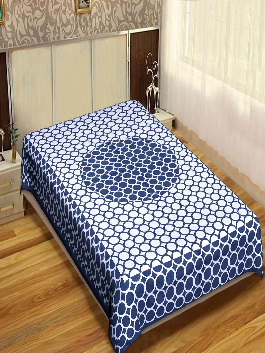 

INDHOME Life Classic 100% Cotton 144 TC Blue Jaipuri Print Single Bedsheet