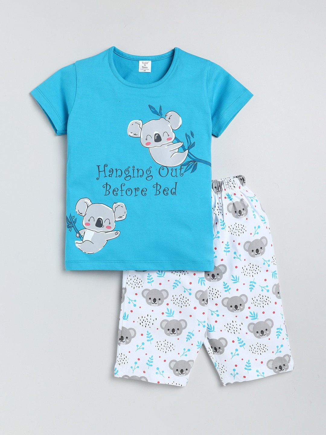 

Todd N Teen Girls Blue & Grey Printed Night suit