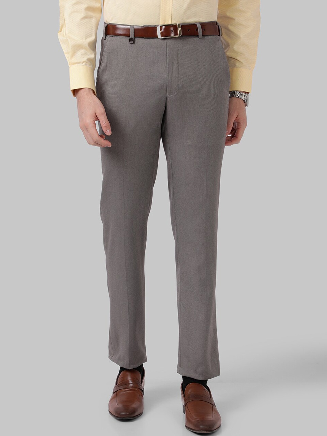

Park Avenue Men Grey Slim Fit formal Trousers