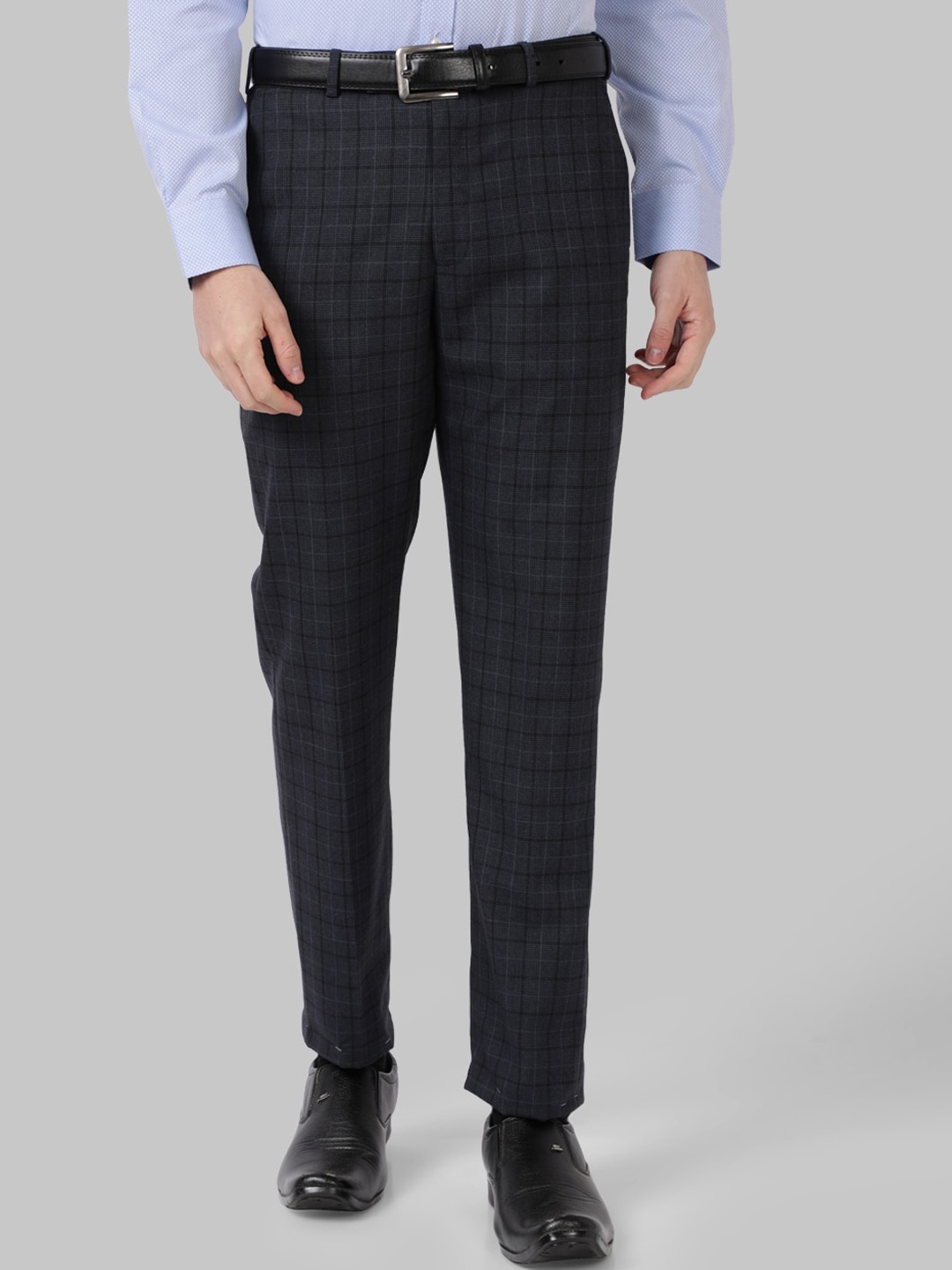 

Park Avenue Men Blue Checked FormalTrousers