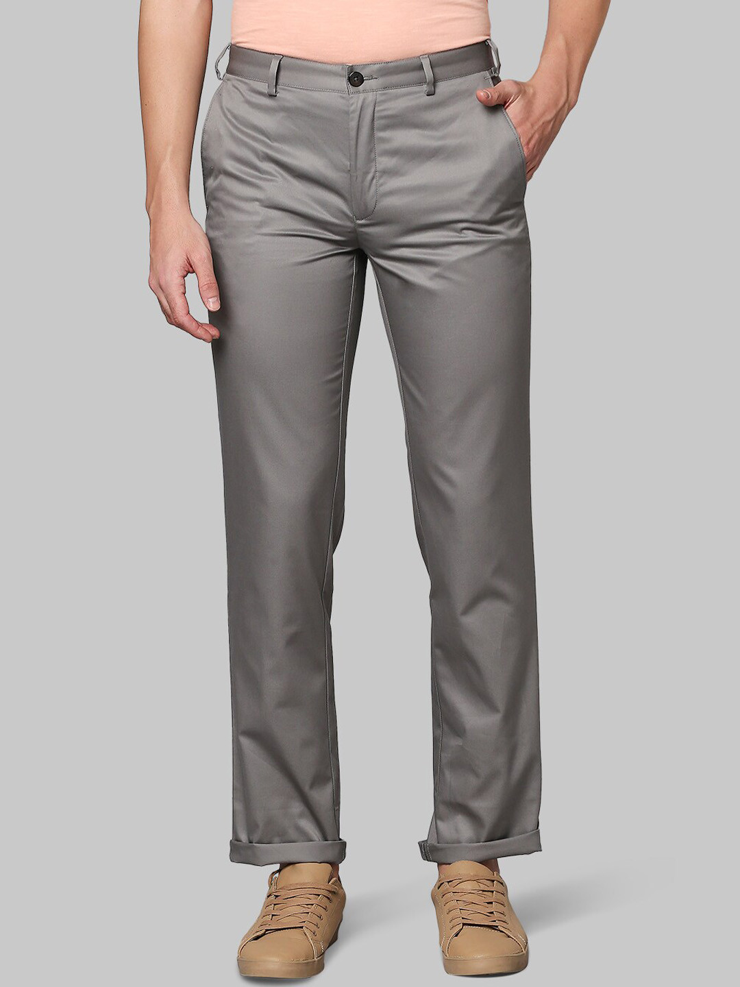 

Park Avenue Men Grey Slim Fit Trousers