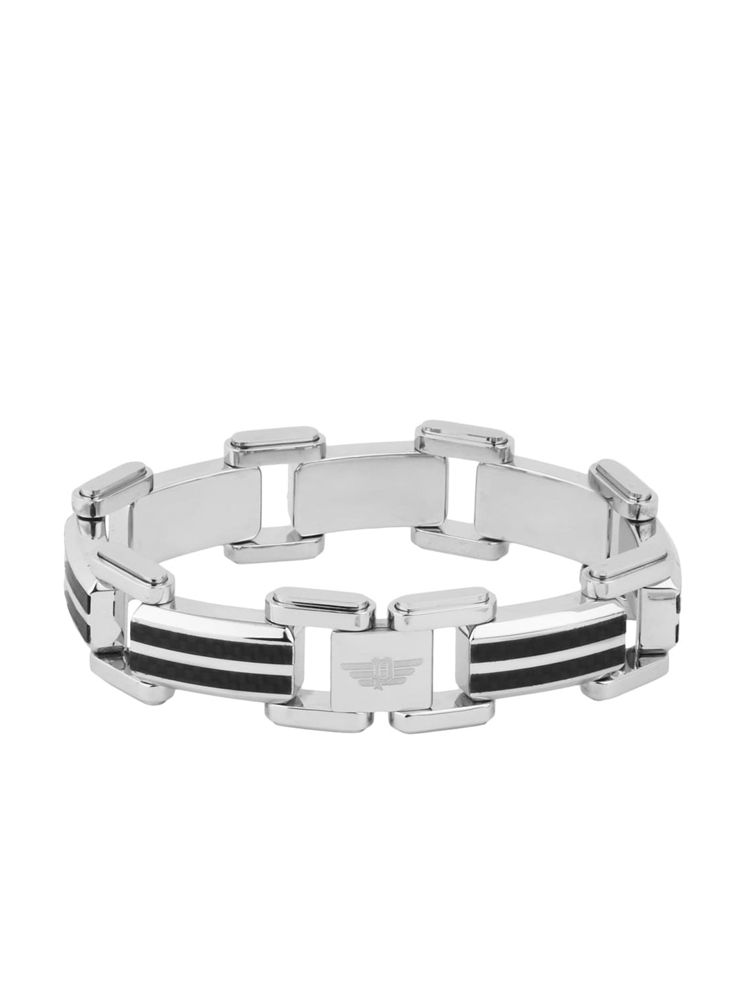 

Police Men Silver-Toned & Black Link Bracelet