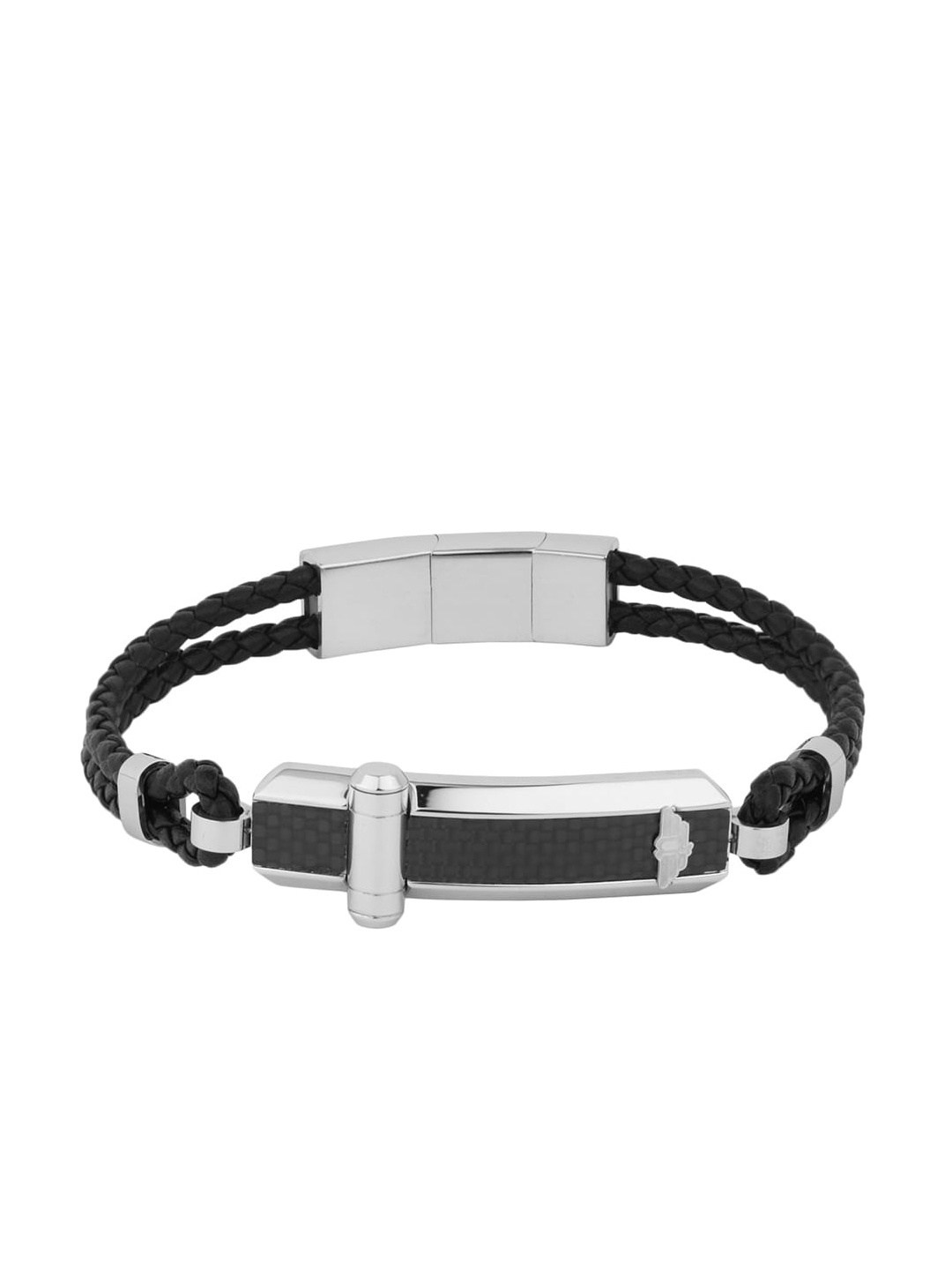 

Police Men Black & Silver-Toned Link Bracelet