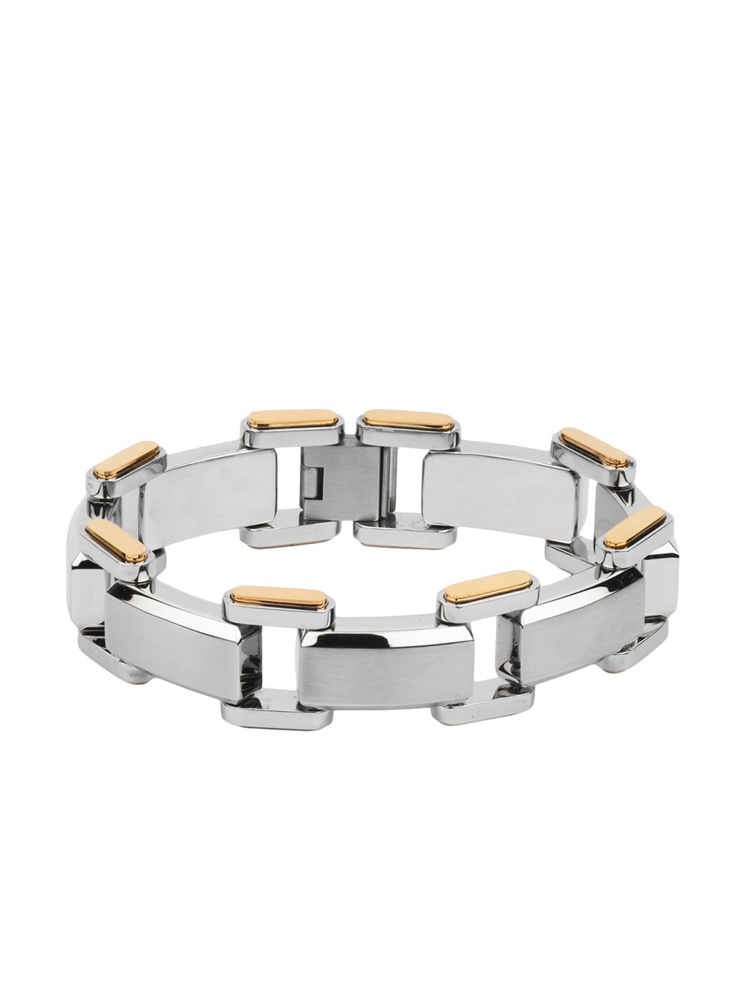 

Police Men Silver-Toned & Gold-Toned Link Bracelet
