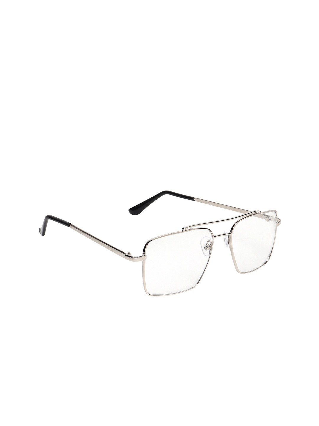 

GARTH Unisex Clear Lens & Silver-Toned Square Sunglasses with UV Protected Lens, Transparent