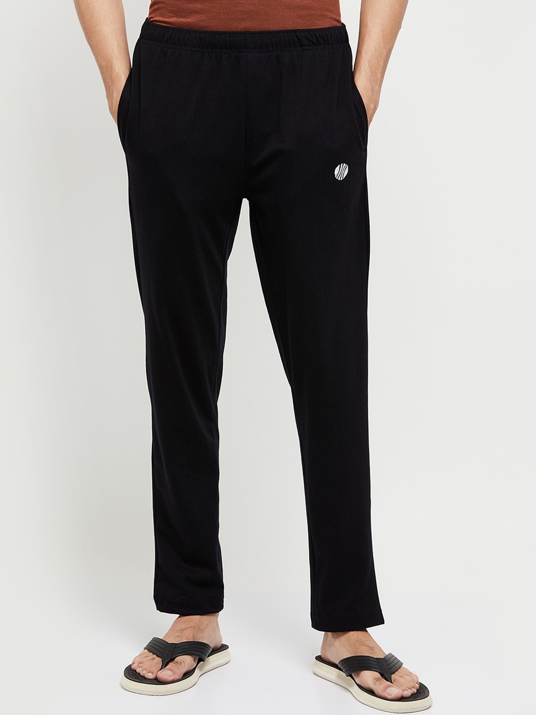 

max Men Navy Blue Solid Lounge Pants