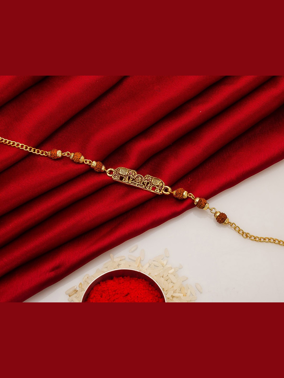

aadita Men Gold-Toned & Red Rakhi