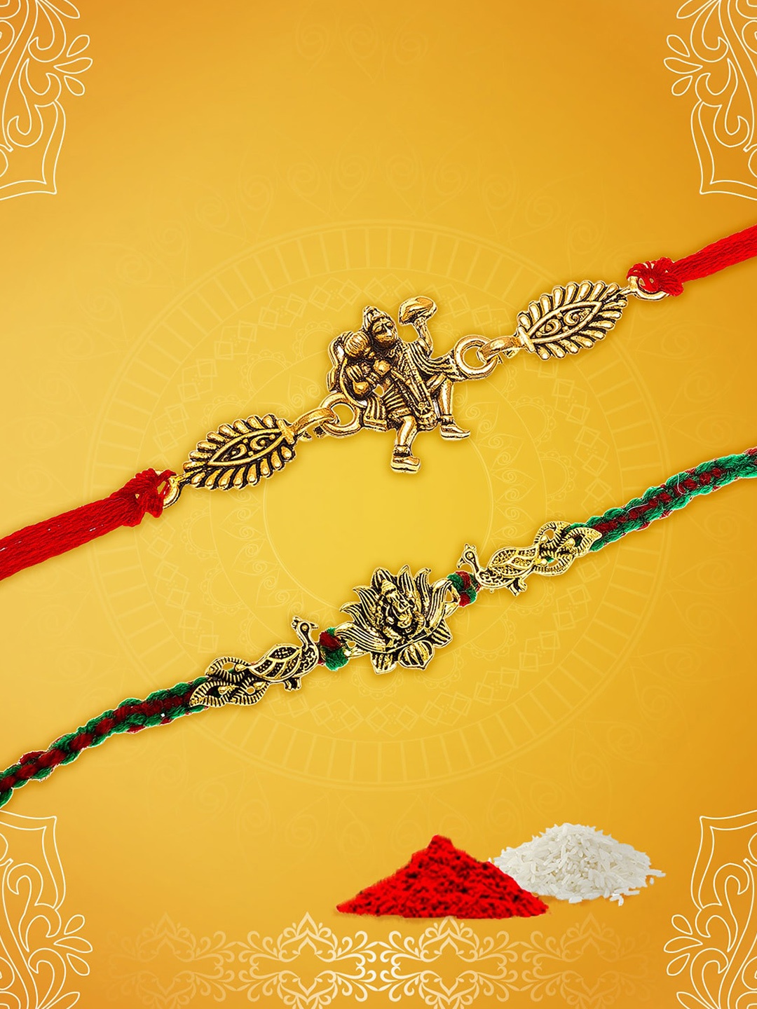 

aadita Pack Of 2 Gold Tone Bhaiaya Bhabhi Rakhi