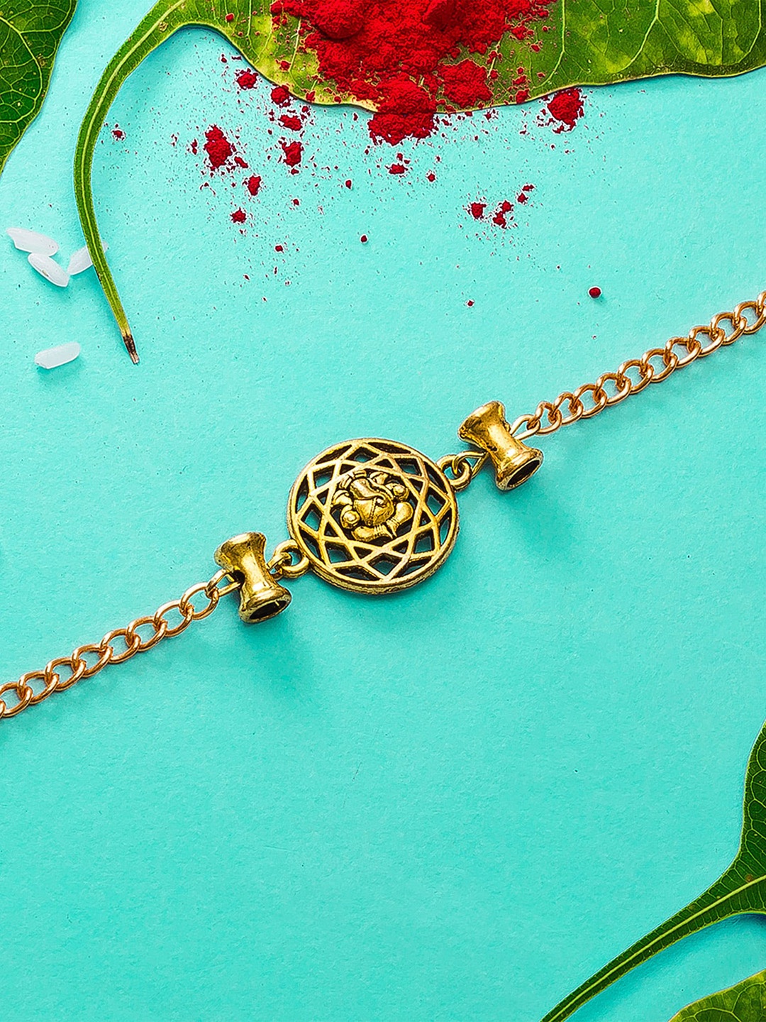 

Aadita Men Gold-Toned Handmade Rakhi
