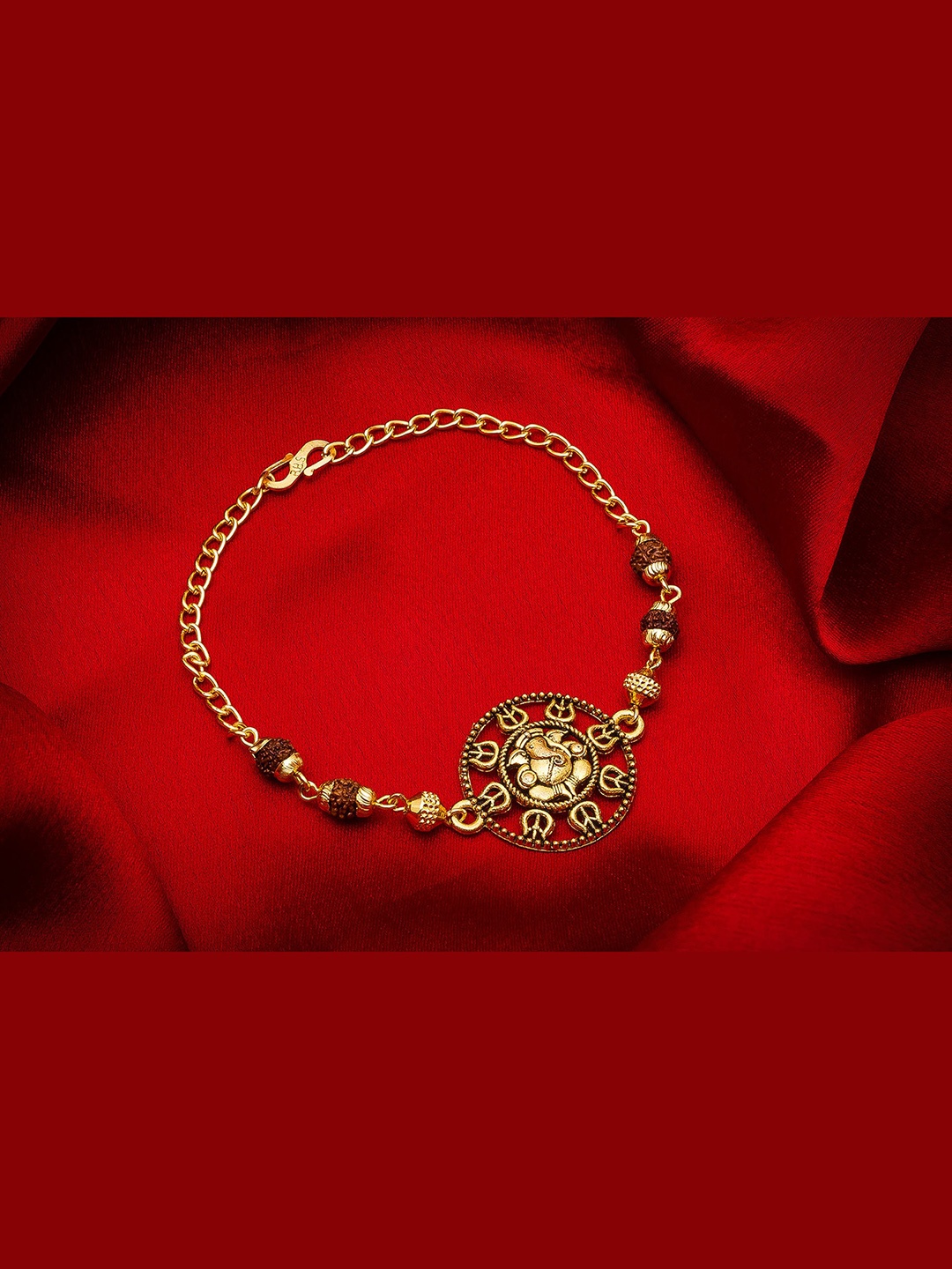 

Aadita Men Gold-Toned Lord Ganesha Bracelet Rakhi