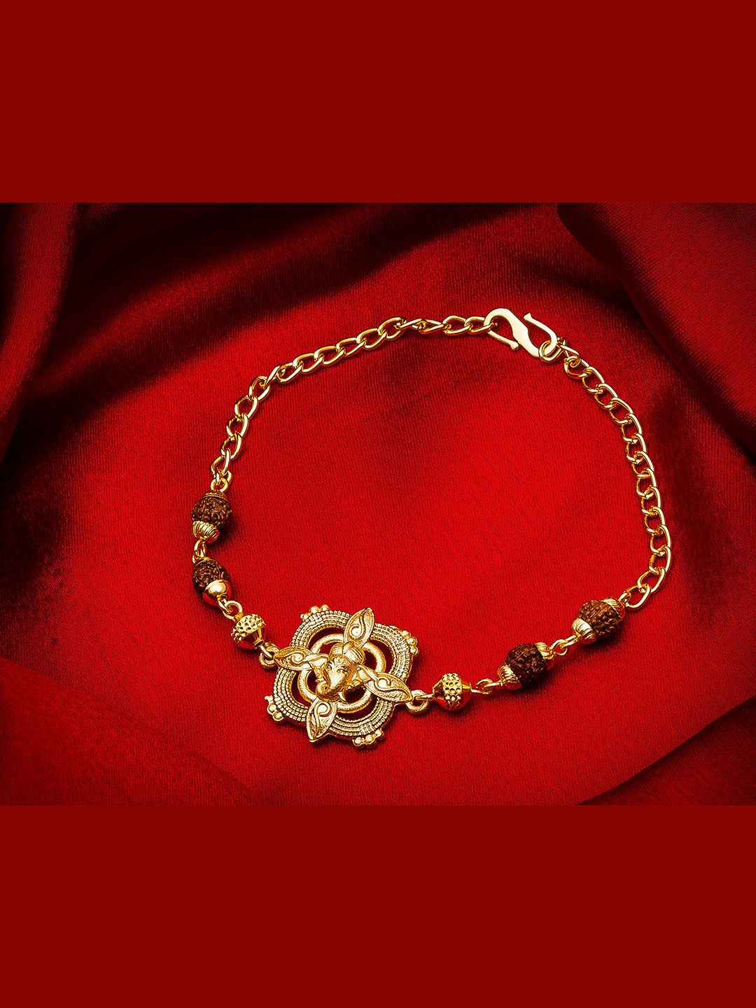 

Aadita Men Gold-Tone Bracelet Ganesh Rakhi