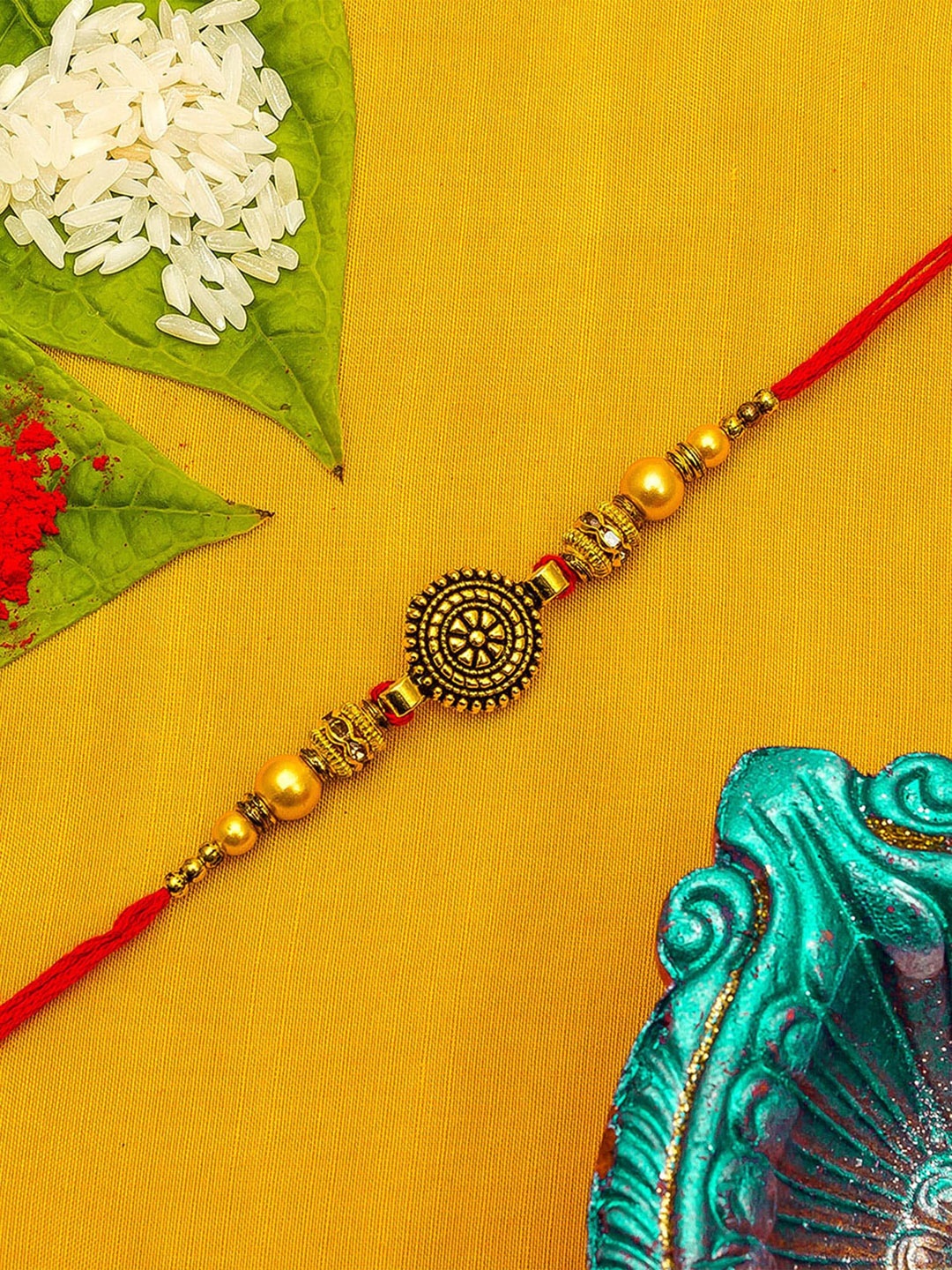 

Aadita Men Red & Gold-Toned Handmade Rakhi