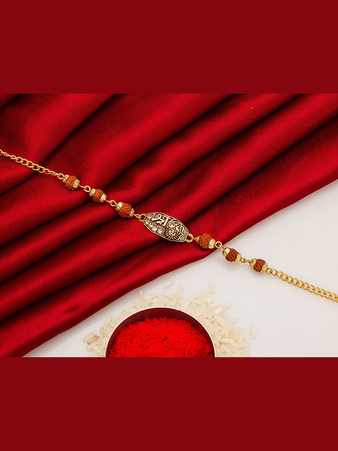 

aadita Men Gold-Toned Stone-Studded Rakhi