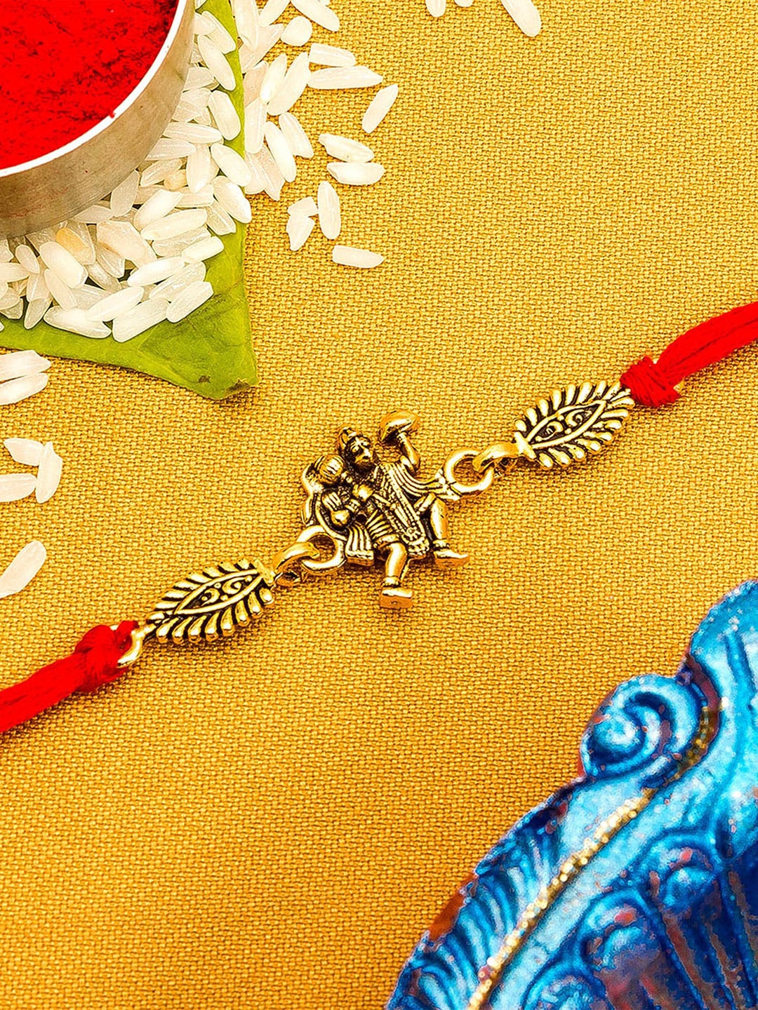 

aadita Men Gold -Toned Stones String Handmade Rakhi