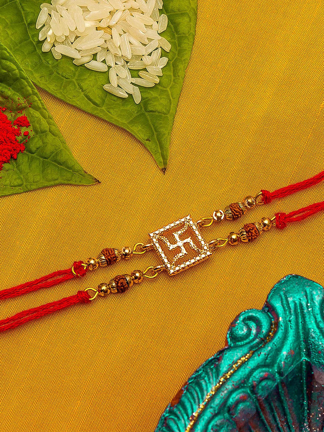

aadita Men Red & Gold-Toned Rakhi