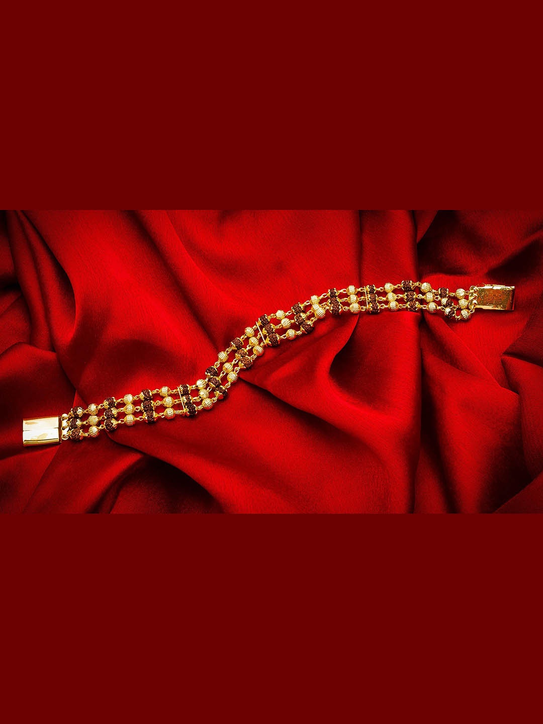 

aadita Men Gold-Colored Rudraksha-Studded Handmade Bracelet Rakhi