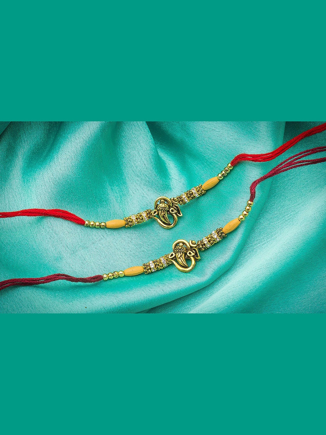 

Aadita Men Set Of 2 Gold-TonedGanesha Rakhi