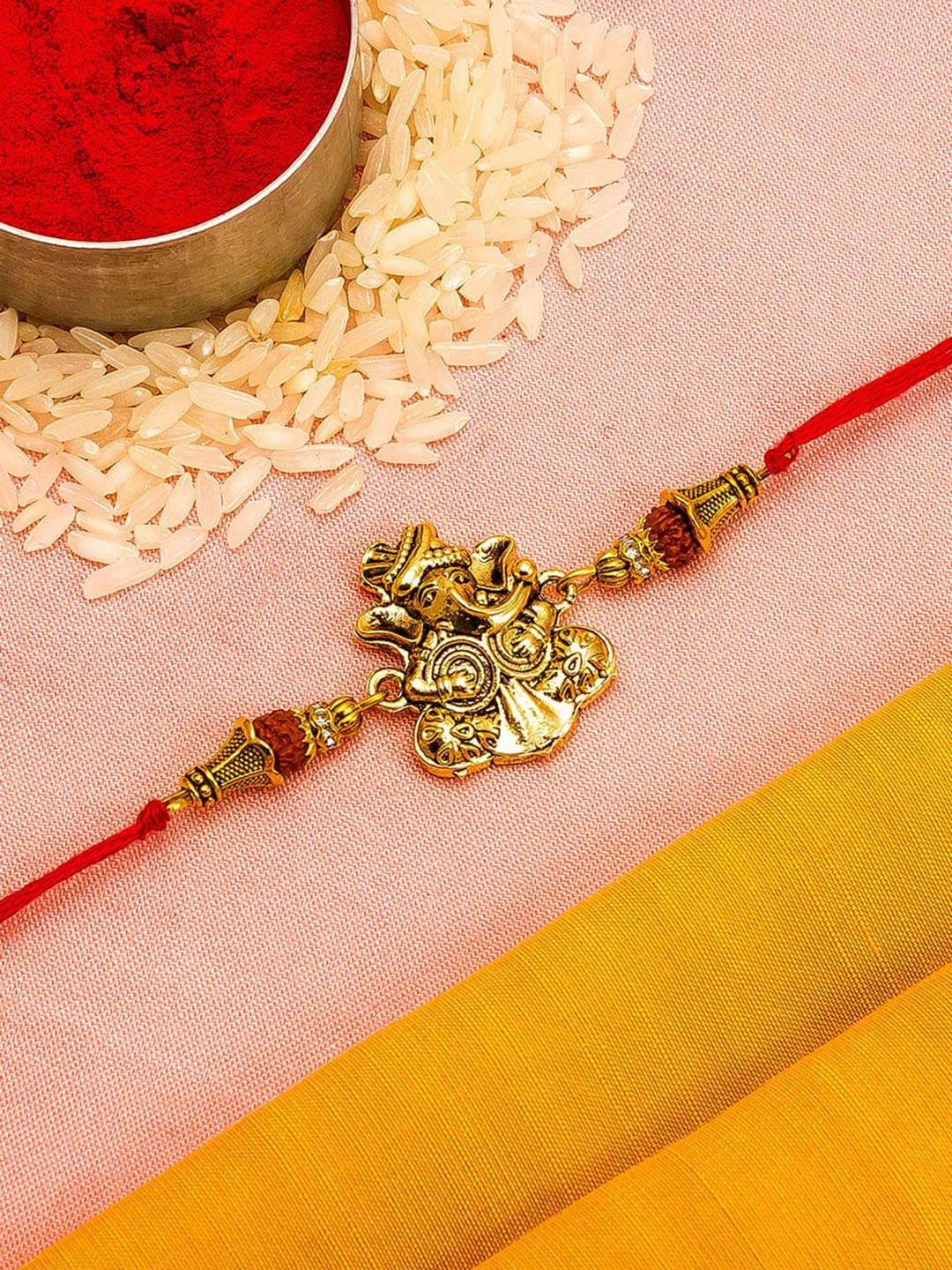 

aadita Men Red & Gold-Toned Rakhi