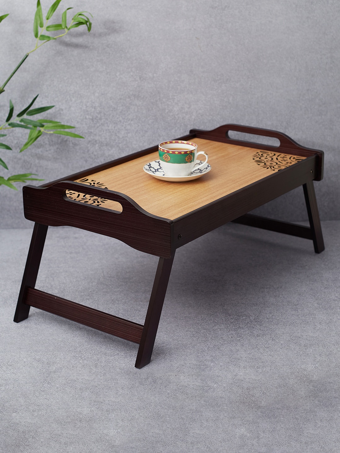 

HomeTown Brown & Beige Printed Reversible Serving Bed Tray