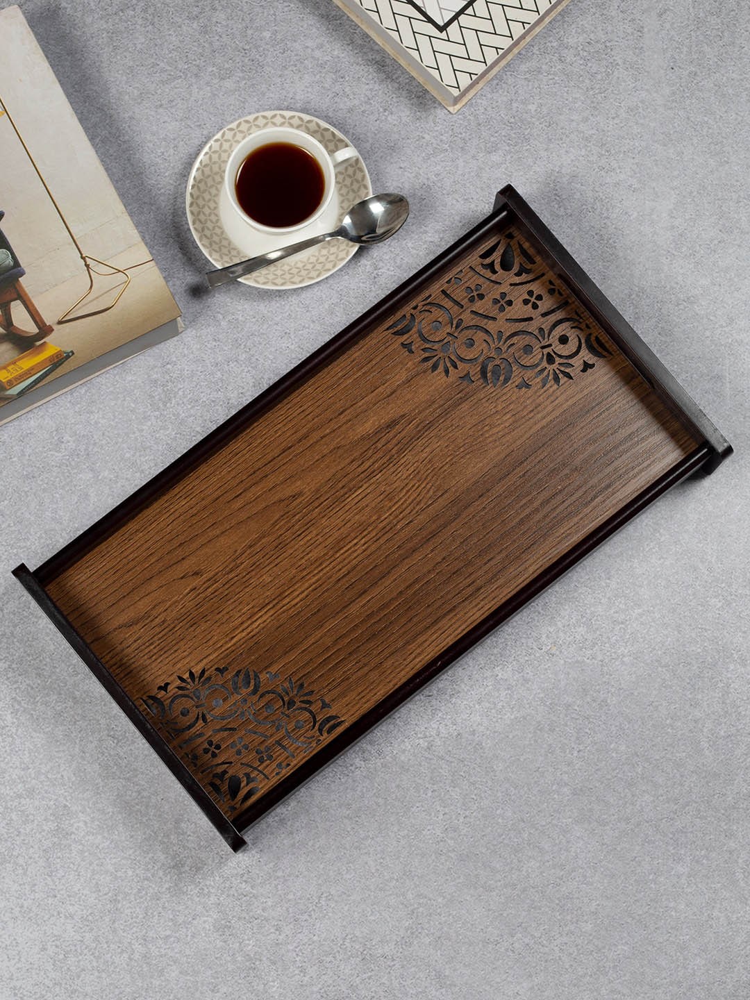 

HomeTown Adults Brown Reversible Wooden Tray