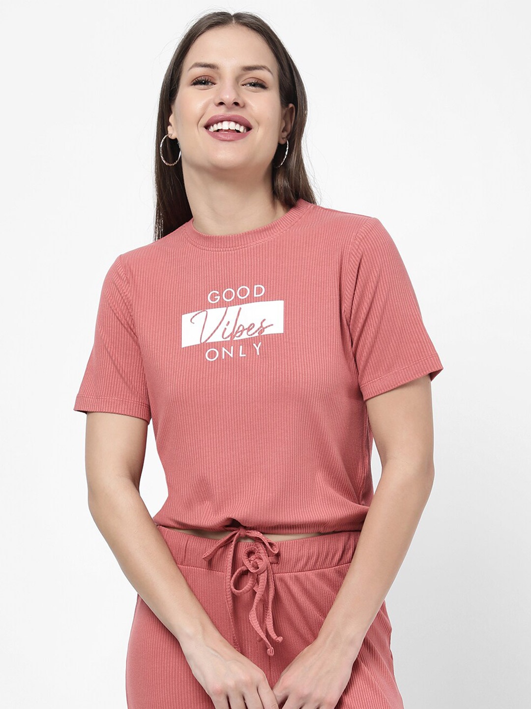 

R&B womens Pink typography Printed Top