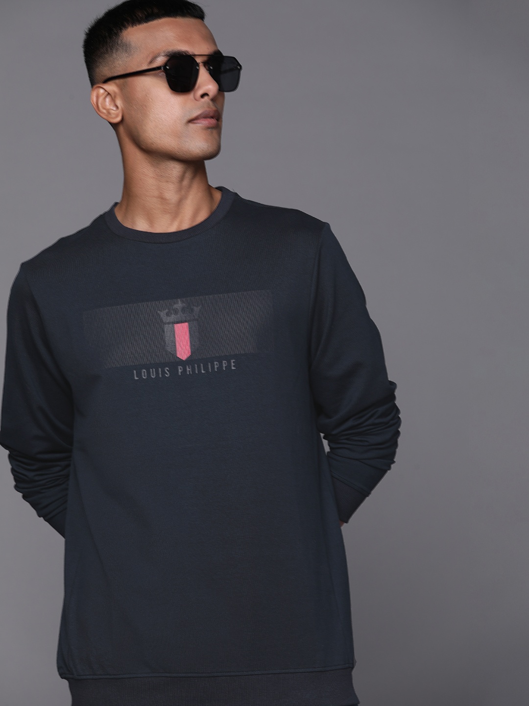 

Louis Philippe Sport Men Navy Blue Printed Sweatshirt