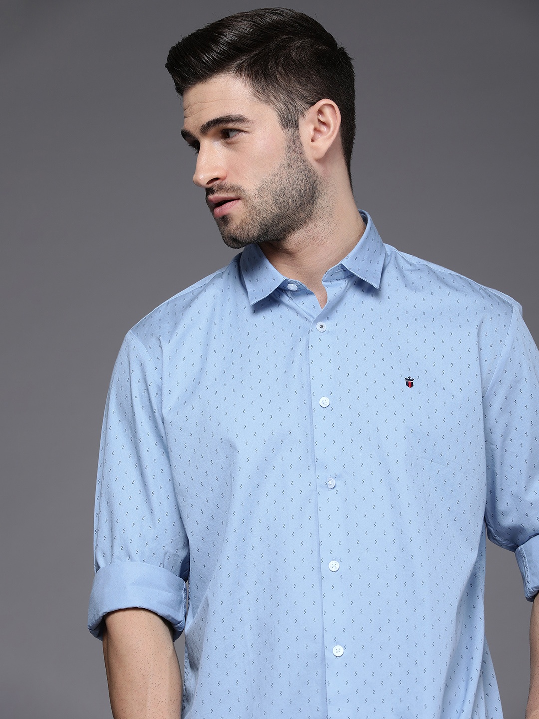 

Louis Philippe Sport Men Blue Slim Fit Printed Pure Cotton Casual Shirt