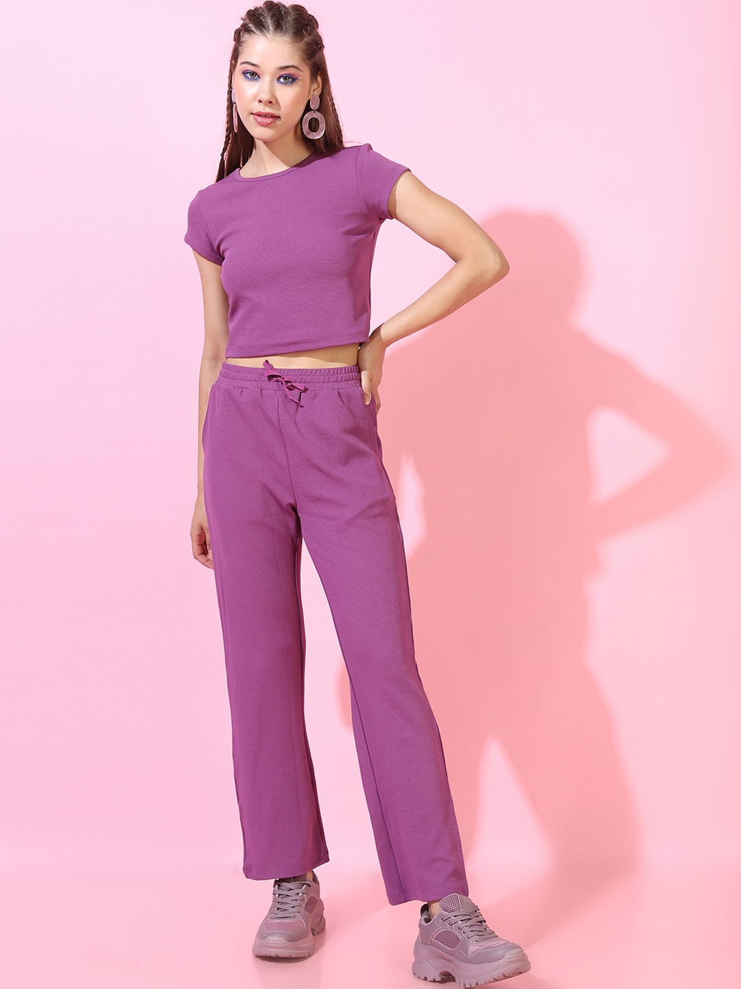 

Tokyo Talkies Women Lavender Top with Trousers