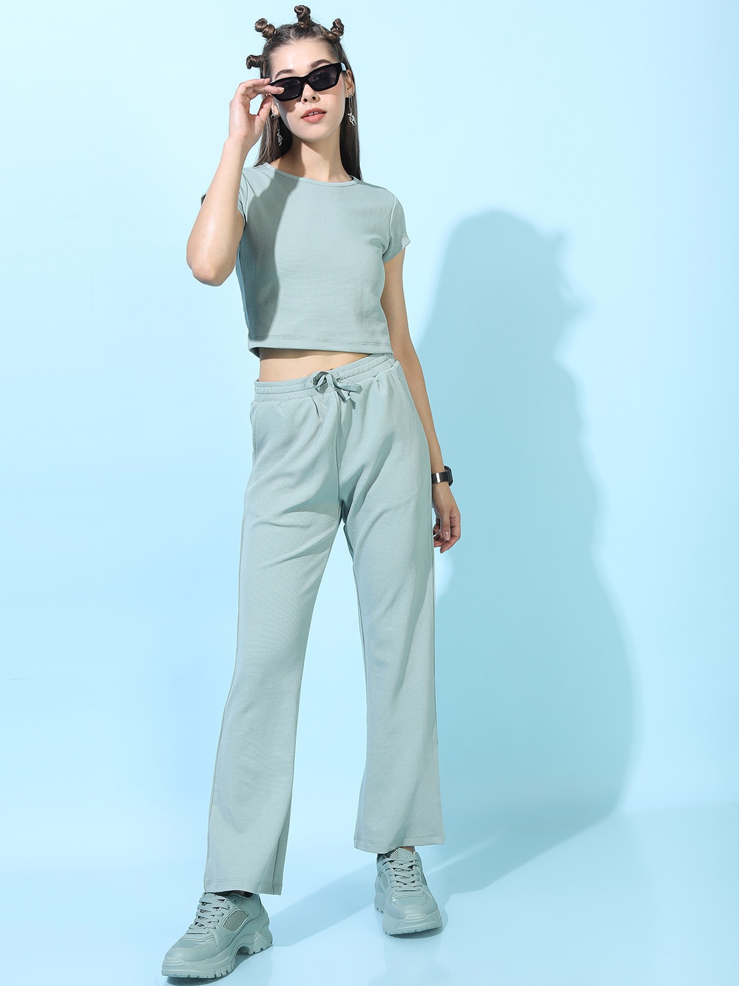 

Tokyo Talkies Women Green Top with Trousers