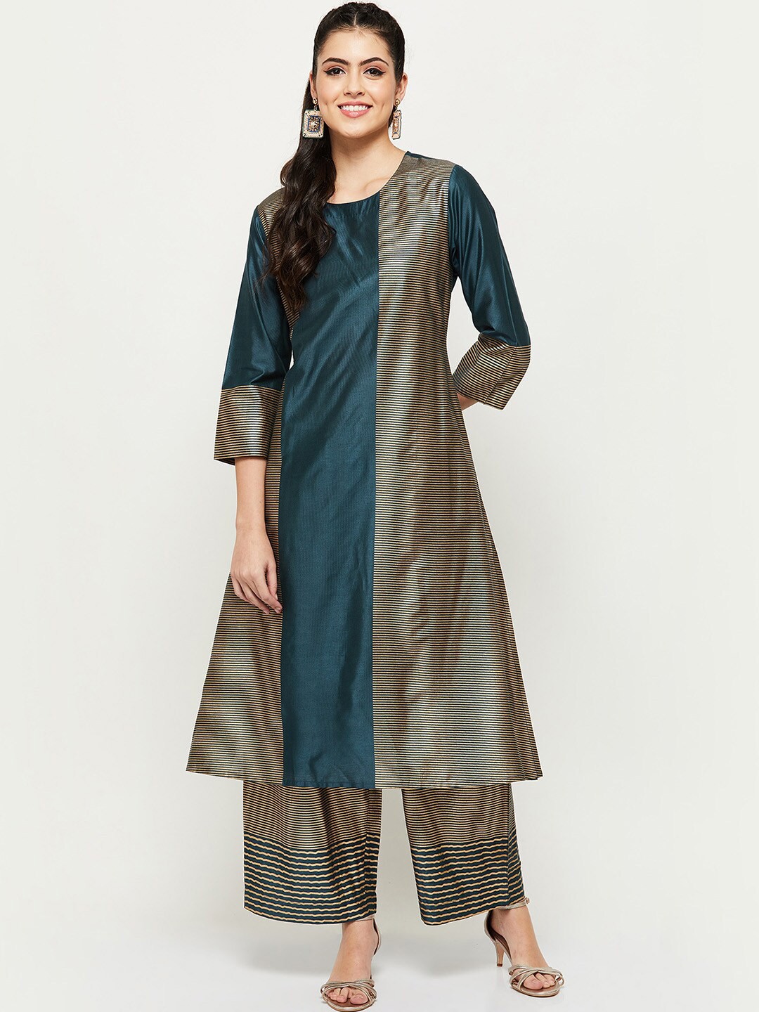 

max Women Blue Colourblocked Gotta Patti Kurta