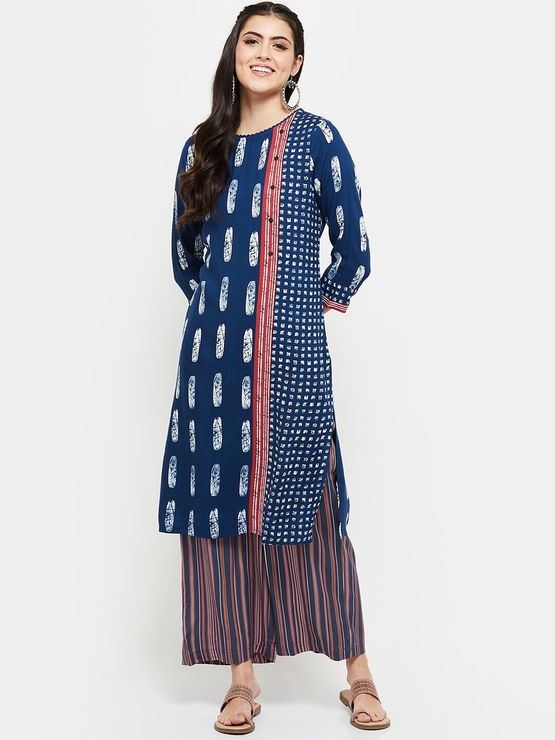 

max Women Blue & space cadet Ethnic Motifs Printed Kurta