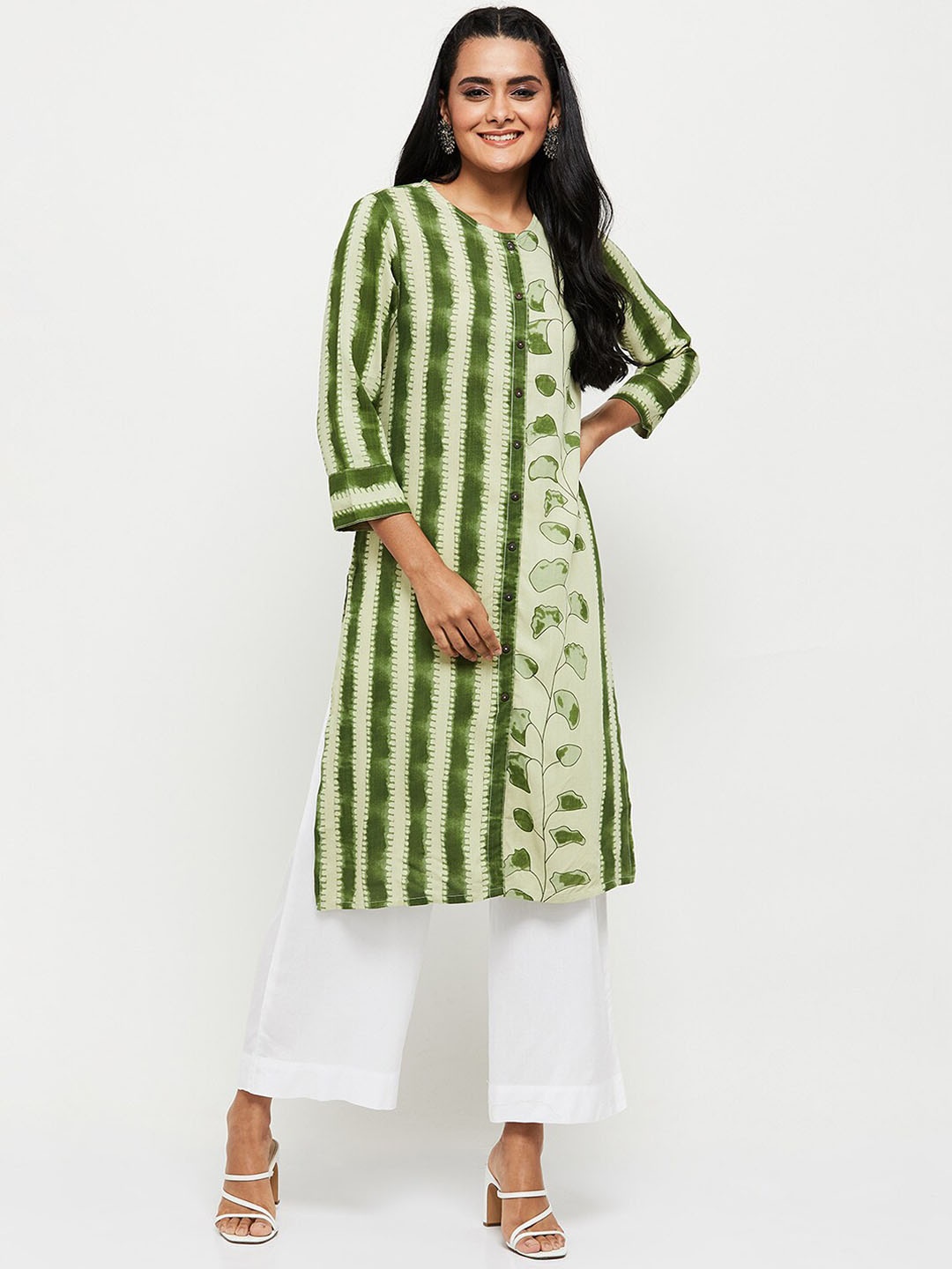 

max Women Green Printed Kurta