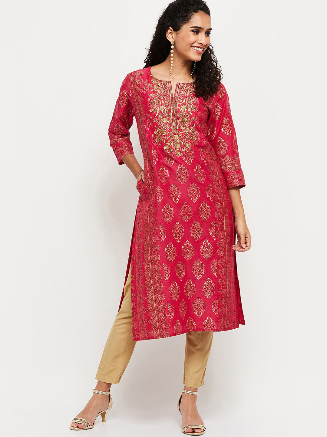 

max Women Fuchsia Ethnic Motifs Printed Kurta