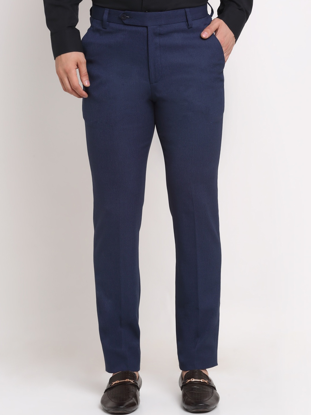 

Ennoble Men Blue Smart Slim Fit Lint Free Trousers